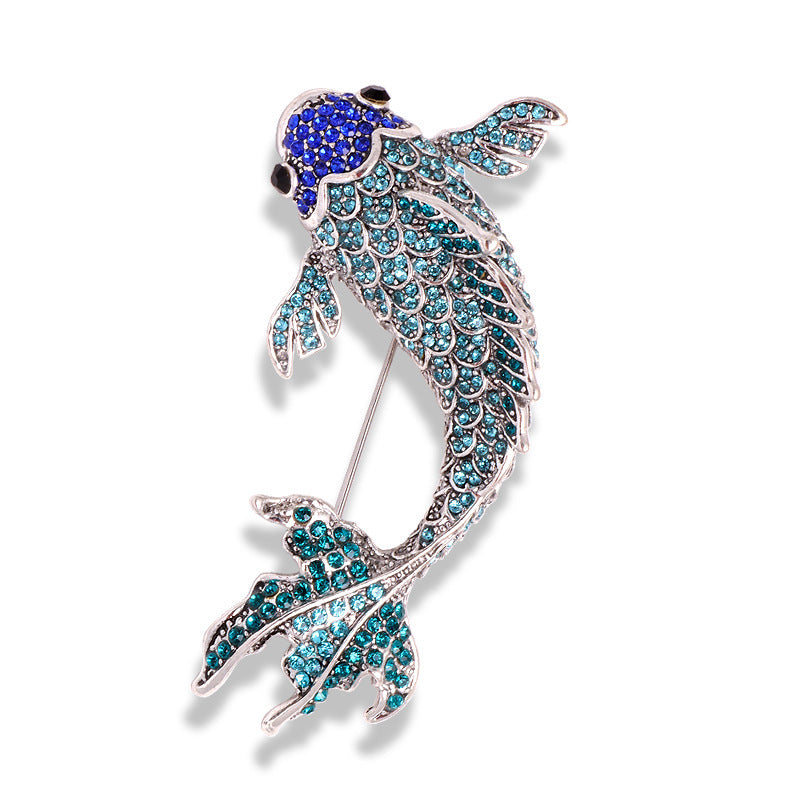 Chinese-style Red Koi Rhinestone Brooch