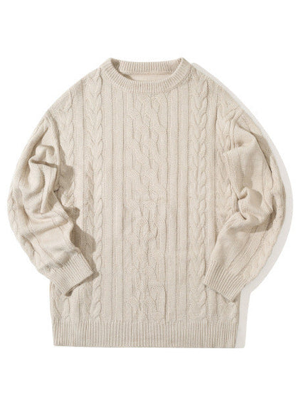 Mens Round Neck Long-sleeve Casual All Matching Sweater