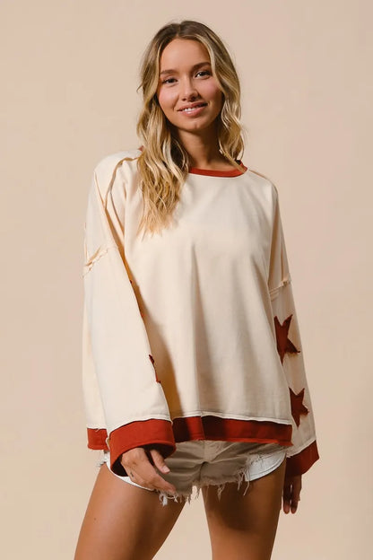 BiBi French Terry Top With Patch Detail Sweatshirt