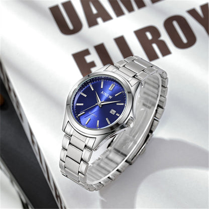 Fashionable Casual Stainless Steel Strap Calendar Quartz Watch