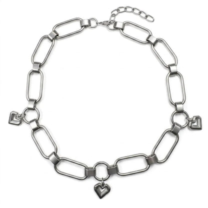 Niche Designer Wide-chain Collarbone Necklace With A Heart Charm