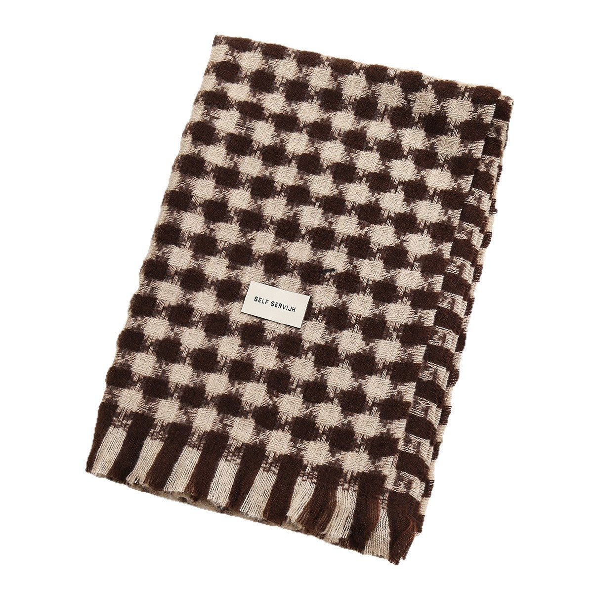 Womens Retro Artistic Diamond-Plaid Scarf