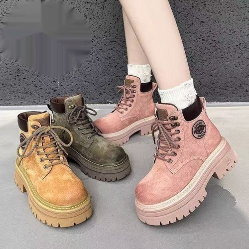 Height Increasing Retro Style Temperament Wild Fashion Small Martin Boots