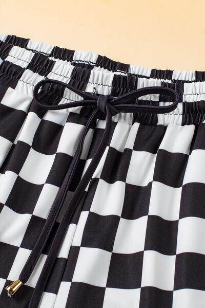 Drawstring Checkered Shorts with Pockets for Summer Fun
