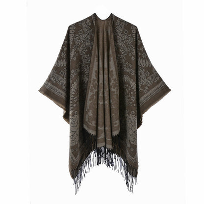 Tasseled Thickened Warm Faux-cashmere Shawl