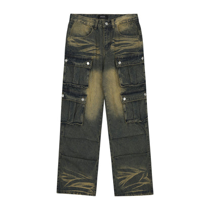 Multi-Pocket Workwear Jeans For Men