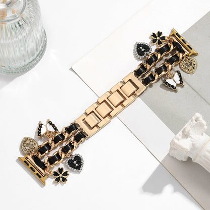 For Iwatch Strap Xiaoxiang Style Iwatch6543 Generation Denim Chain Metal BraceletXiaoxiang Style Strap