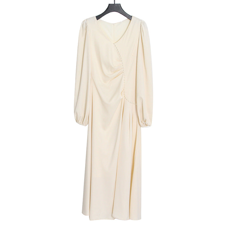 Celebrity Style Apricot Beaded Long Dress