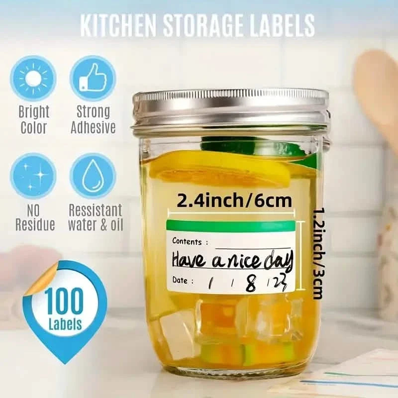 100-Pieces: Colored Freezer Labels Food Storage Labels Stickers