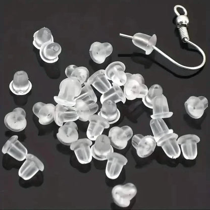 100-Pieces: Transparent Plastic Ear Clog Ear Stud Earring Pin Backs Ear Plug