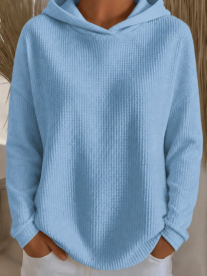 Womens Loose-Fit Solid-Color Hoodie