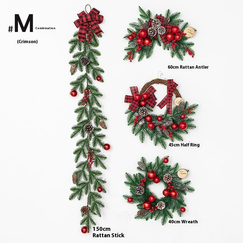 Christmas Decoration Upside Down Christmas Tree Horn Rattan Christmas Wreath