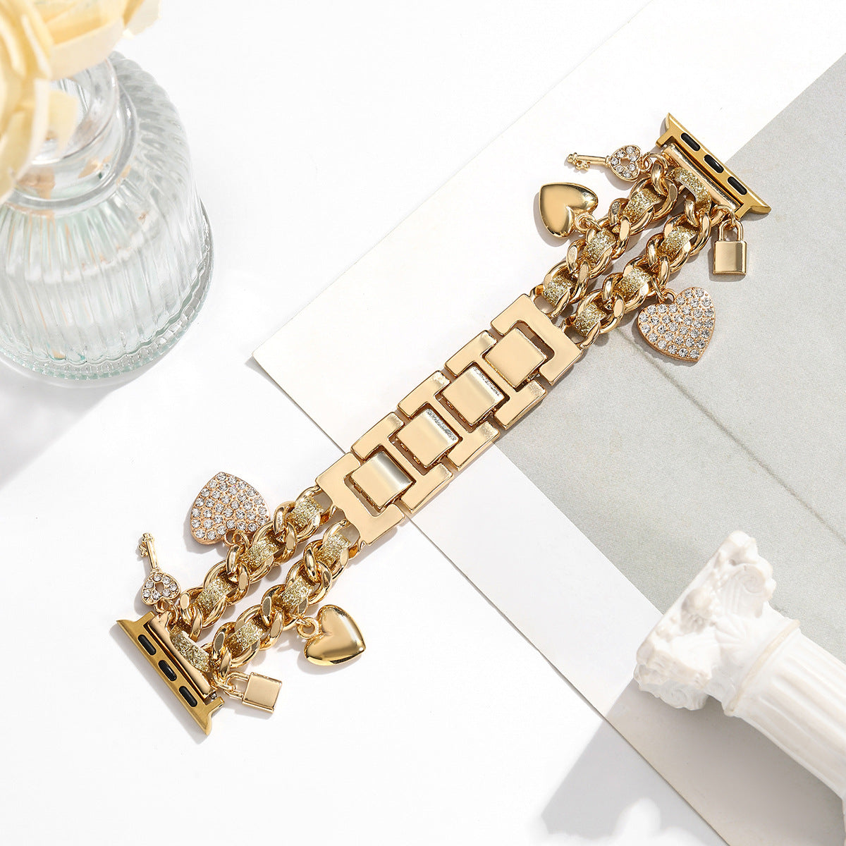 For Iwatch Strap Xiaoxiang Style Iwatch6543 Generation Denim Chain Metal BraceletXiaoxiang Style Strap