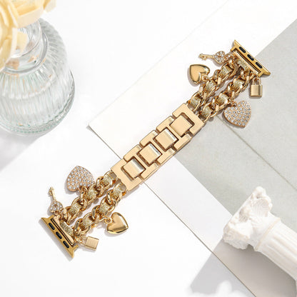 For Iwatch Strap Xiaoxiang Style Iwatch6543 Generation Denim Chain Metal BraceletXiaoxiang Style Strap