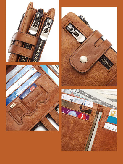 Leather men's wallet coin purse