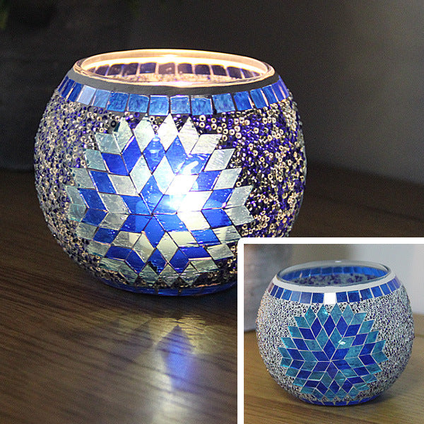 Mosaic glass candle holder