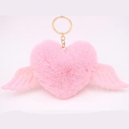 Heart Wool Ball Keychain Pendant