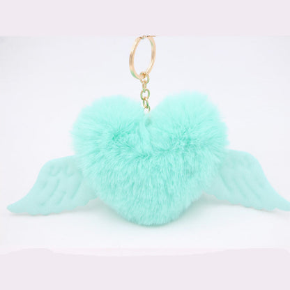 Heart Wool Ball Keychain Pendant