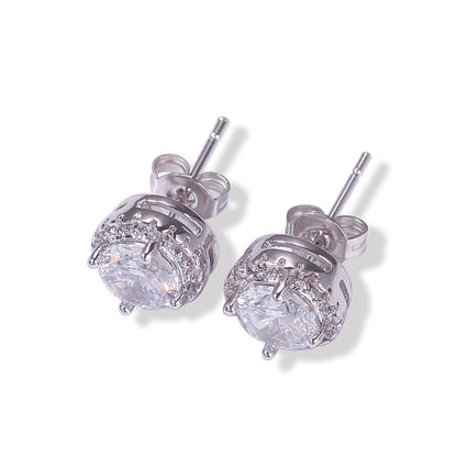 Hip Hop Four-Prong Black Zircon Earrings