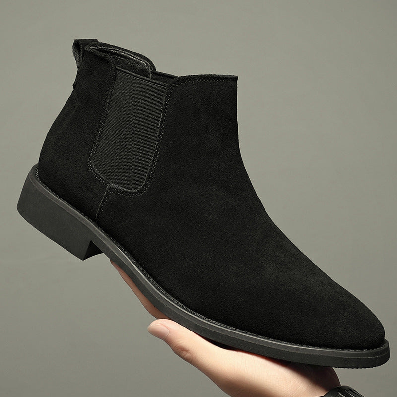 Breathable Autumn And Winter British Style Pointed Suede Short Martin Boots For Men