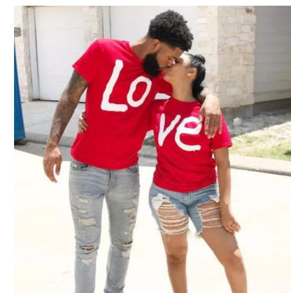 Loose round neck casual printing couple T-shirt