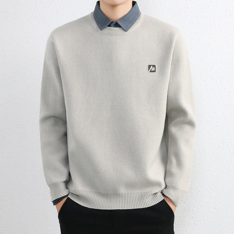 Simple Fake Two Pieces Sweaters Men