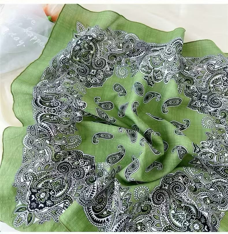 Korean-style Fresh And Delicate Floral Silk Scarf