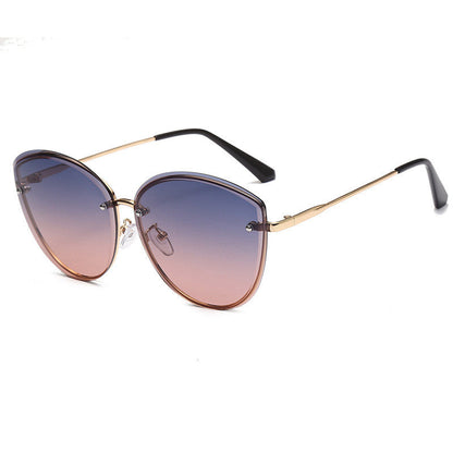 Fashionable Oversized Gradient-color Retro Metal Sunglassessun Protection Eyewear For Driving