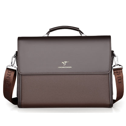 Men's Horizontal Leather Portable Briefcase