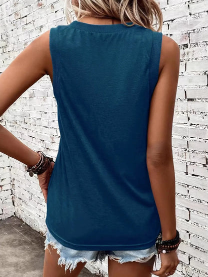 Breathable V-Neck Ribbed-Band Tank Top