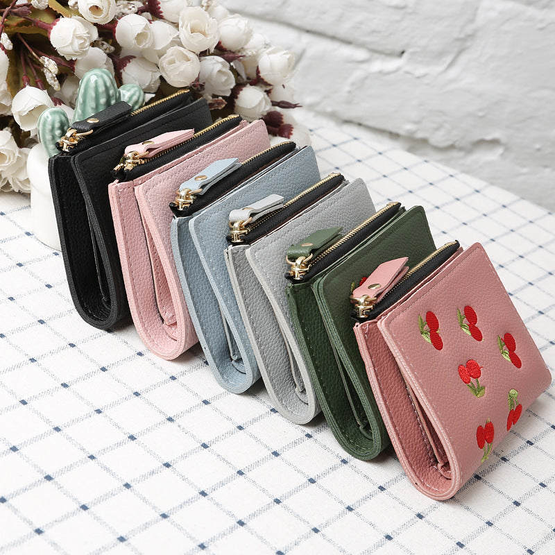 Cherry embroidery coin purse