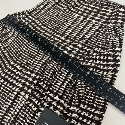 NORMA KAMALI High Waist Pleat Pant Women's Sz S/32 Chocolate Glenn Plaid Tweed