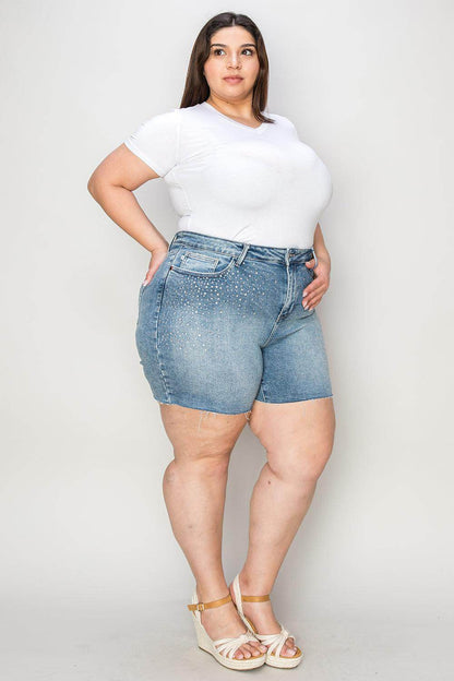 Judy Blue Full Size High Waist Raw Hem Denim Shorts for Women