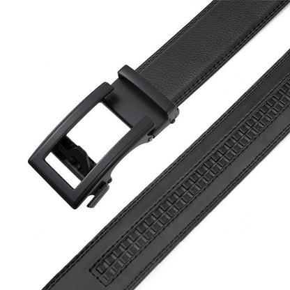 Men's Leather Belt Automatic Buckle Two-layer Cowhide Hollow