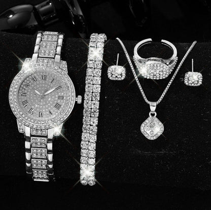 Ladies' High-end Watch With Diamond Studded Full Diamond Steel Linked List