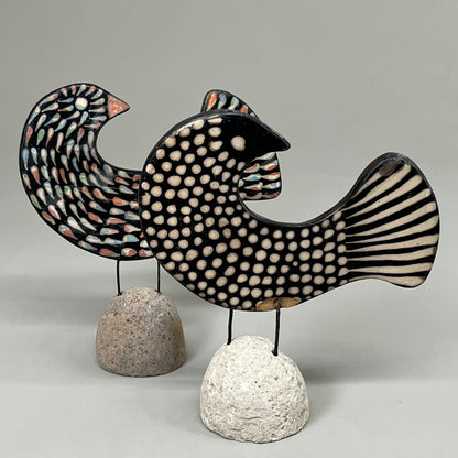 BLACK FOREST Set of 2 Clay Lenca Bird Desktop Decor