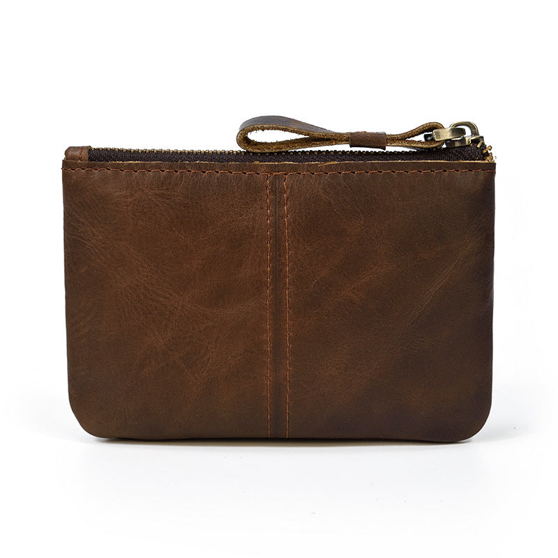 Cowhide zipper coin purse