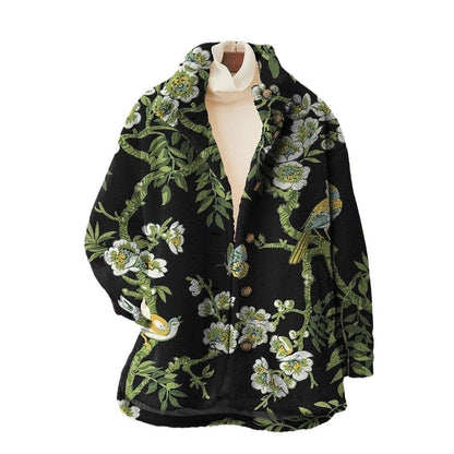 3D Pattern Flannel Coat Winter Women's Clothing
