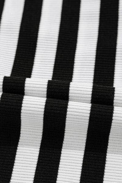 Striped Lace Detail V Neck Top for Stylish Comfort