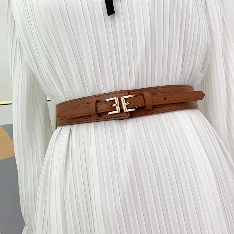 Double Buckle Elastic Waistband for Women
