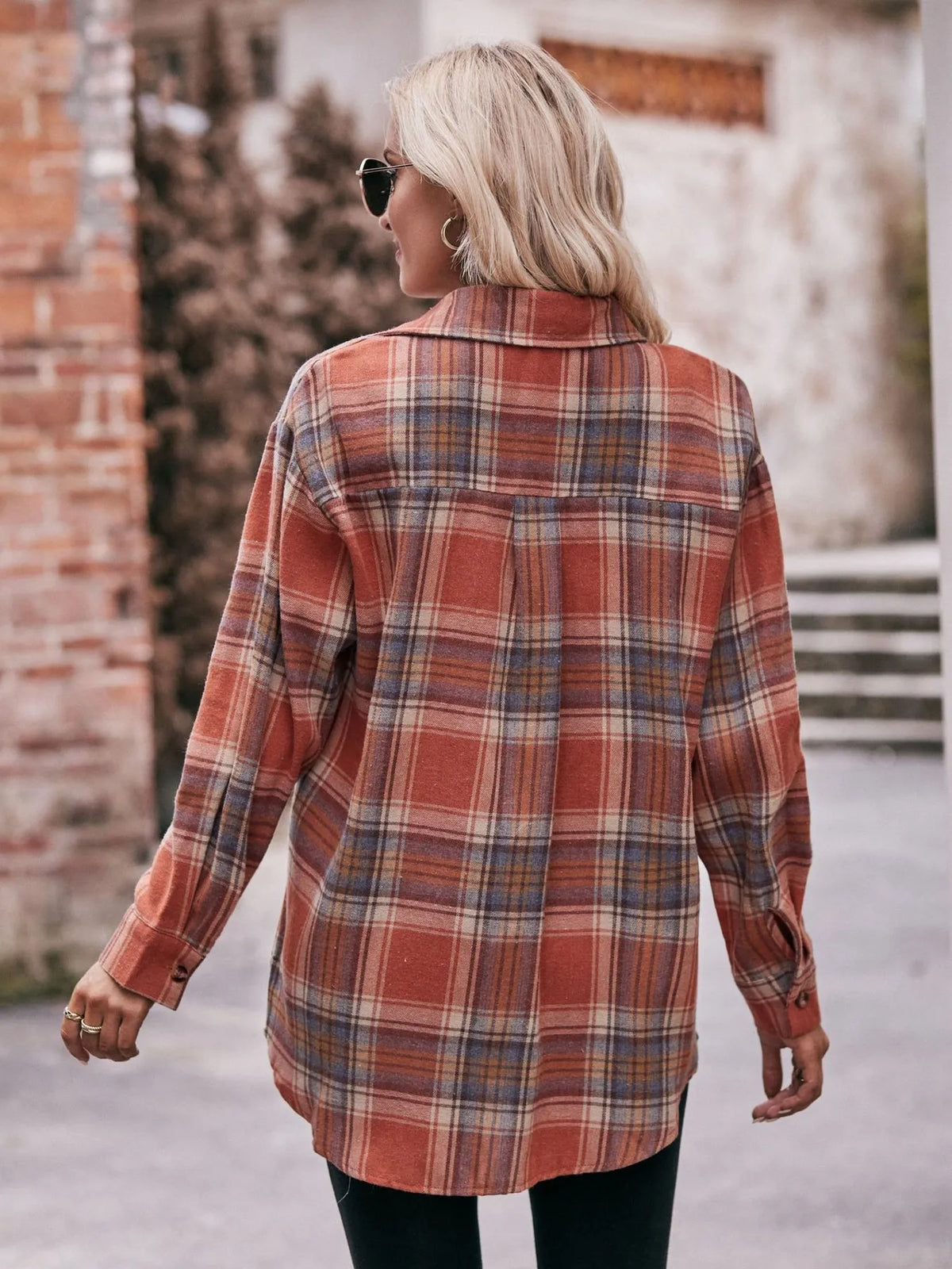 Plaid Button-Down Long Sleeve Shirt