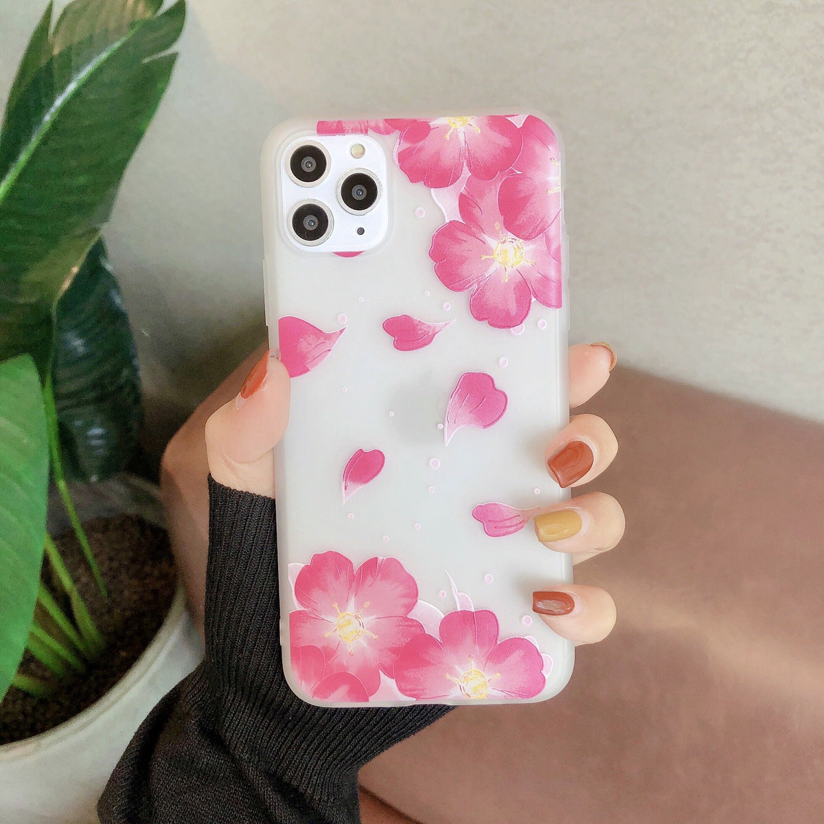 Frosted Transparent Creative Flower Phone Case