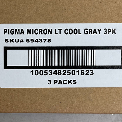 SAKURA (3-Pack) Pigma Micron Pens 0.25mm, 0.45mm, 0.60mm Light Cool Gray 37903