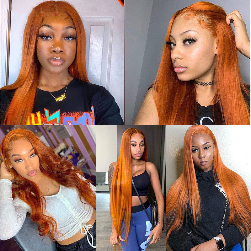 Dark Orange Straight Wig Headgear