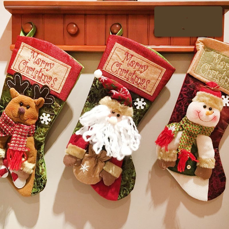 Christmas Stocking Santa Snowman Decor