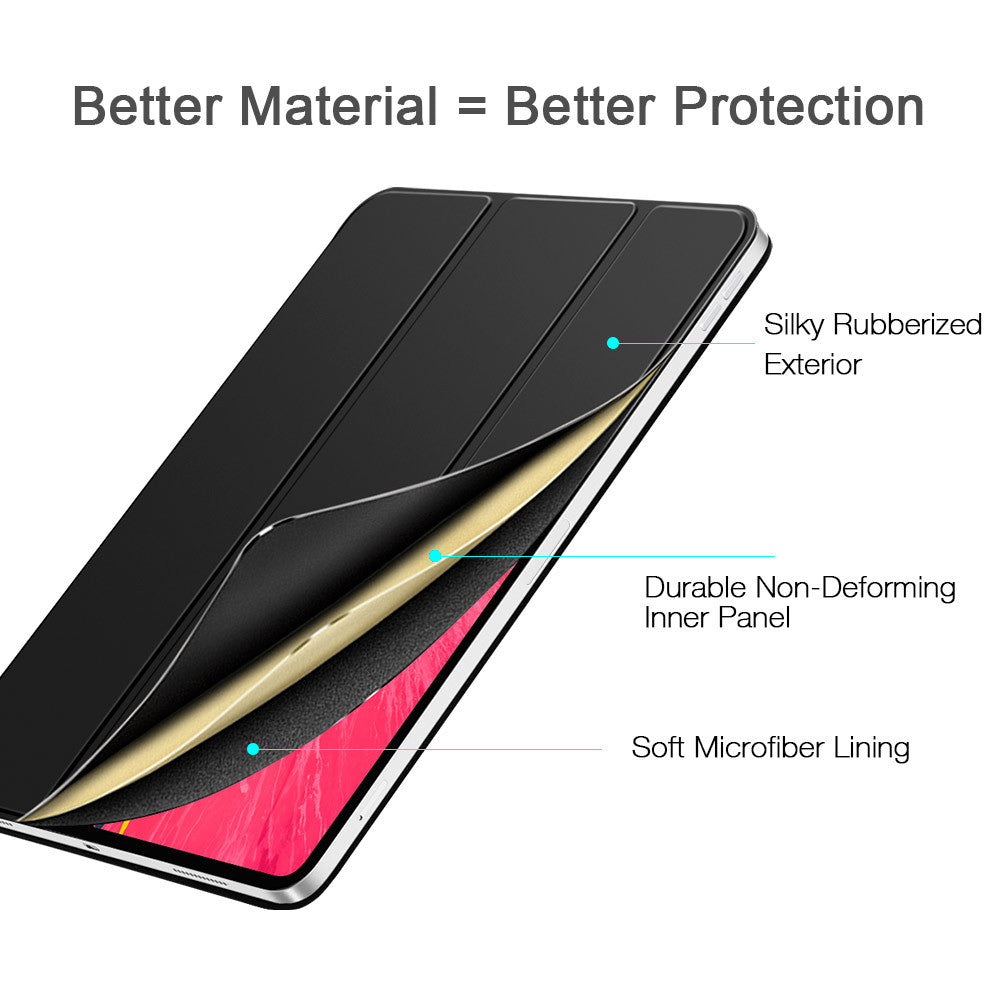 Magnetic Smart Case for iPad Pro 11 - Trifold Stand, Rubberized Cover