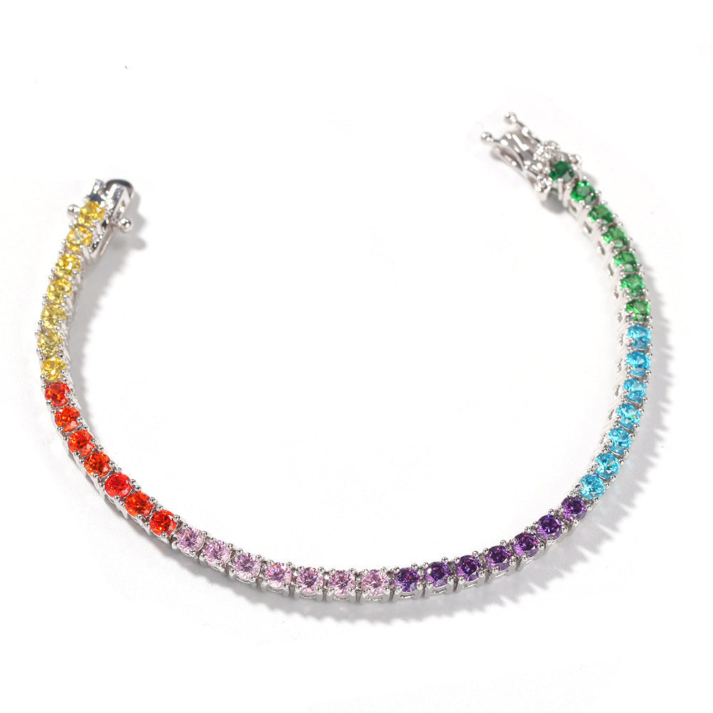 Hip-hop colored zircon tennis bracelets