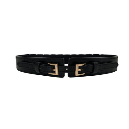 Double Buckle Elastic Waistband for Women