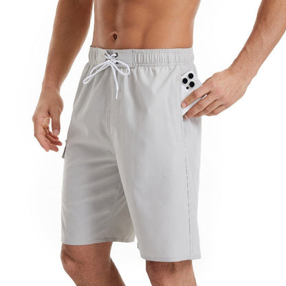 Cross Border Men's Summer Solid Color Beach Pants Men's Five Point Shorts Mesh Breathable Quick Drying Waterproof Sports Casual Pants