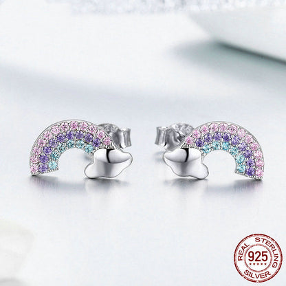 Rainbow S925 Sterling Silver Stud Earrings